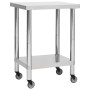 Mesa de trabajo para cocina con ruedas acero inox 60x45x85 cm de vidaXL, Restauración - Ref: Foro24-51632, Precio: 145,19 €, ...