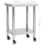 Mesa de trabajo para cocina con ruedas acero inox 60x45x85 cm de vidaXL, Restauración - Ref: Foro24-51632, Precio: 145,19 €, ...