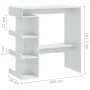 Mesa bar con estante aglomerado blanco brillo 100x50x101,5 cm de vidaXL, Mesas de cocina y de comedor - Ref: Foro24-809455, P...