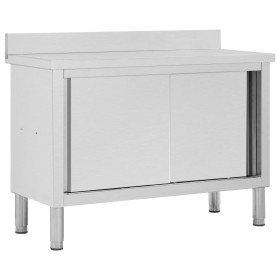 Mesa de trabajo puertas correderas acero inox 120x50x(95-97) cm de vidaXL, Restauración - Ref: Foro24-51051, Precio: 282,20 €...