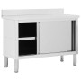 Mesa de trabajo puertas correderas acero inox 120x50x(95-97) cm de vidaXL, Restauración - Ref: Foro24-51051, Precio: 282,20 €...