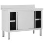 Mesa de trabajo puertas correderas acero inox 120x50x(95-97) cm de vidaXL, Restauración - Ref: Foro24-51051, Precio: 282,20 €...