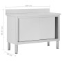 Mesa de trabajo puertas correderas acero inox 120x50x(95-97) cm de vidaXL, Restauración - Ref: Foro24-51051, Precio: 282,20 €...