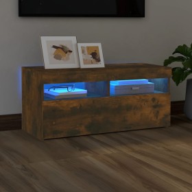 Mueble de TV con luces LED roble ahumado 90x35x40 cm de vidaXL, Muebles TV - Ref: Foro24-815675, Precio: 62,88 €, Descuento: %