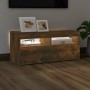 Mueble de TV con luces LED roble ahumado 90x35x40 cm de vidaXL, Muebles TV - Ref: Foro24-815675, Precio: 62,88 €, Descuento: %