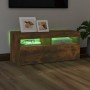 Mueble de TV con luces LED roble ahumado 90x35x40 cm de vidaXL, Muebles TV - Ref: Foro24-815675, Precio: 62,88 €, Descuento: %