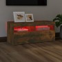 Mueble de TV con luces LED roble ahumado 90x35x40 cm de vidaXL, Muebles TV - Ref: Foro24-815675, Precio: 62,88 €, Descuento: %