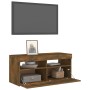 Mueble de TV con luces LED roble ahumado 90x35x40 cm de vidaXL, Muebles TV - Ref: Foro24-815675, Precio: 62,88 €, Descuento: %