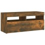 Mueble de TV con luces LED roble ahumado 90x35x40 cm de vidaXL, Muebles TV - Ref: Foro24-815675, Precio: 62,88 €, Descuento: %