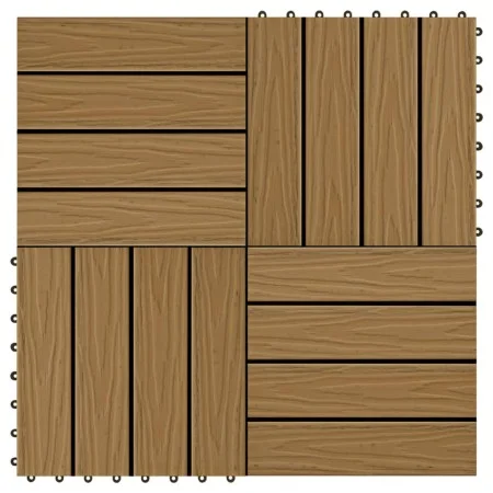 Porch tiles deep relief WPC 30x30 cm 1 m² teak 11 units by vidaXL, Floors and carpets - Ref: Foro24-45037, Price: 74,46 €, Di...