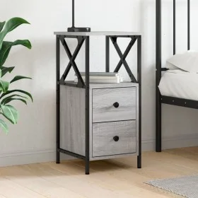 Mesita de noche madera de ingeniería gris Sonoma 34x35,5x70 cm de vidaXL, Mesitas de noche - Ref: Foro24-825949, Precio: 63,6...