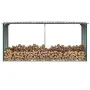 Casetilla para leña acero galvanizado verde 30x92x153 cm de vidaXL, Accesorios para bolsas y soportes de leña - Ref: Foro24-4...