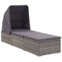Tumbona con toldo y cojín ratán sintético gris de vidaXL, Tumbonas - Ref: Foro24-46248, Precio: 189,30 €, Descuento: %