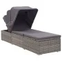 Tumbona con toldo y cojín ratán sintético gris de vidaXL, Tumbonas - Ref: Foro24-46248, Precio: 229,83 €, Descuento: %