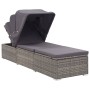 Tumbona con toldo y cojín ratán sintético gris de vidaXL, Tumbonas - Ref: Foro24-46248, Precio: 189,30 €, Descuento: %
