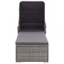 Tumbona con toldo y cojín ratán sintético gris de vidaXL, Tumbonas - Ref: Foro24-46248, Precio: 229,83 €, Descuento: %