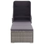 Tumbona con toldo y cojín ratán sintético gris de vidaXL, Tumbonas - Ref: Foro24-46248, Precio: 189,30 €, Descuento: %