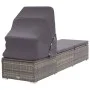 Tumbona con toldo y cojín ratán sintético gris de vidaXL, Tumbonas - Ref: Foro24-46248, Precio: 229,83 €, Descuento: %