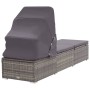 Tumbona con toldo y cojín ratán sintético gris de vidaXL, Tumbonas - Ref: Foro24-46248, Precio: 189,30 €, Descuento: %