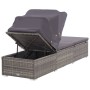 Tumbona con toldo y cojín ratán sintético gris de vidaXL, Tumbonas - Ref: Foro24-46248, Precio: 189,30 €, Descuento: %