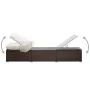 Tumbona con toldo y cojín de ratán sintético marrón de vidaXL, Tumbonas - Ref: Foro24-46247, Precio: 157,43 €, Descuento: %