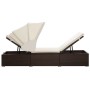 Tumbona con toldo y cojín de ratán sintético marrón de vidaXL, Tumbonas - Ref: Foro24-46247, Precio: 171,44 €, Descuento: %