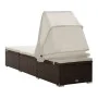 Tumbona con toldo y cojín de ratán sintético marrón de vidaXL, Tumbonas - Ref: Foro24-46247, Precio: 157,43 €, Descuento: %