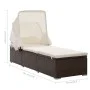 Tumbona con toldo y cojín de ratán sintético marrón de vidaXL, Tumbonas - Ref: Foro24-46247, Precio: 157,43 €, Descuento: %