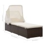 Tumbona con toldo y cojín de ratán sintético marrón de vidaXL, Tumbonas - Ref: Foro24-46247, Precio: 171,44 €, Descuento: %