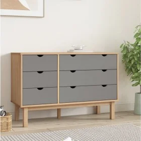 Cajonera OTTA madera maciza pino marrón y gris 111x43x73,5 cm de vidaXL, Cajoneras - Ref: Foro24-348586, Precio: 170,10 €, De...