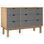 Cajonera OTTA madera maciza pino marrón y gris 111x43x73,5 cm de vidaXL, Cajoneras - Ref: Foro24-348586, Precio: 168,01 €, De...