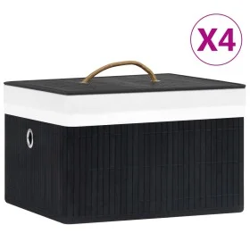 Cajas de almacenamiento de bambú 4 unidades negro de vidaXL, Cestas para almacenaje - Ref: Foro24-320769, Precio: 45,36 €, De...