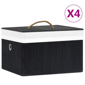 Cajas de almacenamiento de bambú 4 unidades negro de vidaXL, Cestas para almacenaje - Ref: Foro24-320769, Precio: 46,21 €, De...