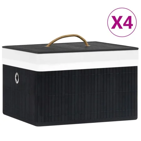Cajas de almacenamiento de bambú 4 unidades negro de vidaXL, Cestas para almacenaje - Ref: Foro24-320769, Precio: 45,36 €, De...