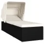 Sun lounger with hood and cream synthetic rattan cushion by vidaXL, Loungers - Ref: Foro24-46246, Price: 159,15 €, Discount: %