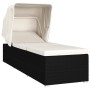 Tumbona con capota y cojín ratán sintético crema de vidaXL, Tumbonas - Ref: Foro24-46246, Precio: 168,32 €, Descuento: %