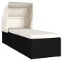 Sun lounger with hood and cream synthetic rattan cushion by vidaXL, Loungers - Ref: Foro24-46246, Price: 159,15 €, Discount: %