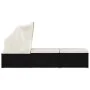Sun lounger with hood and cream synthetic rattan cushion by vidaXL, Loungers - Ref: Foro24-46246, Price: 159,15 €, Discount: %