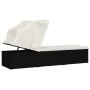 Tumbona con capota y cojín ratán sintético crema de vidaXL, Tumbonas - Ref: Foro24-46246, Precio: 159,15 €, Descuento: %