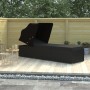 Tumbona con toldo y cojín de ratán sintético negro de vidaXL, Tumbonas - Ref: Foro24-46249, Precio: 187,73 €, Descuento: %