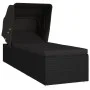 Tumbona con toldo y cojín de ratán sintético negro de vidaXL, Tumbonas - Ref: Foro24-46249, Precio: 197,01 €, Descuento: %