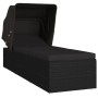 Tumbona con toldo y cojín de ratán sintético negro de vidaXL, Tumbonas - Ref: Foro24-46249, Precio: 187,73 €, Descuento: %