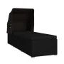 Tumbona con toldo y cojín de ratán sintético negro de vidaXL, Tumbonas - Ref: Foro24-46249, Precio: 197,01 €, Descuento: %