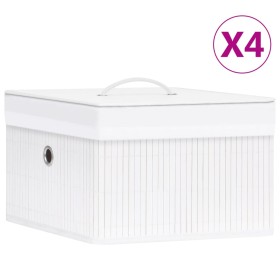 Cajas de almacenamiento de bambú 4 unidades blanco de vidaXL, Cestas para almacenaje - Ref: Foro24-320766, Precio: 52,78 €, D...