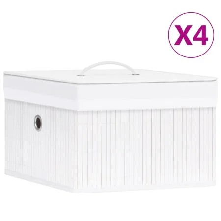 Cajas de almacenamiento de bambú 4 unidades blanco de vidaXL, Cestas para almacenaje - Ref: Foro24-320766, Precio: 51,65 €, D...