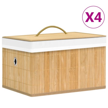 Cajas de almacenamiento de bambú 4 unidades de vidaXL, Cestas para almacenaje - Ref: Foro24-320765, Precio: 47,86 €, Descuent...