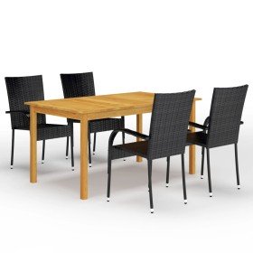 Juego de comedor para jardín 5 piezas negro en Conjuntos de jardín | Comprar online en Foru.es