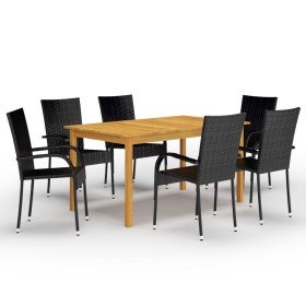 Juego de comedor para jardín de 7 piezas negro en Conjuntos de jardín | Comprar online en Foru.es
