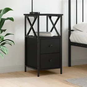 Mesita de noche madera contrachapada negra 34x35,5x70 cm de vidaXL, Mesitas de noche - Ref: Foro24-825943, Precio: 58,02 €, D...