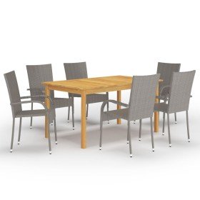Juego de comedor para jardín de 7 piezas gris en Conjuntos de jardín | Comprar online en Foru.es